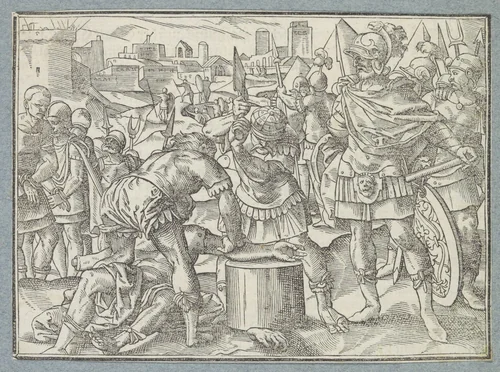 Man wordt beide handen afgehakt by Christoffel van Sichem, print, 1574