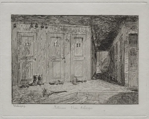Interior of an Inn by Charles-François Daubigny, print, 1861