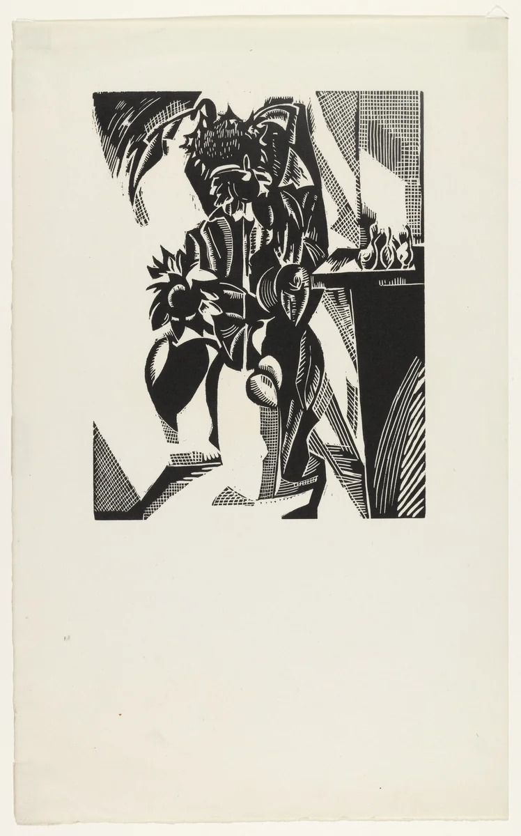 Sunflowers by E. McKnight Kauffer, print, 1917