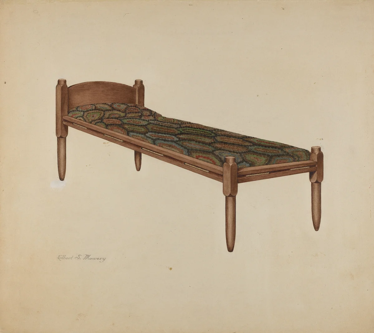 Shaker Bed by Elbert S. Mowery, index of american design, 1935-1942
