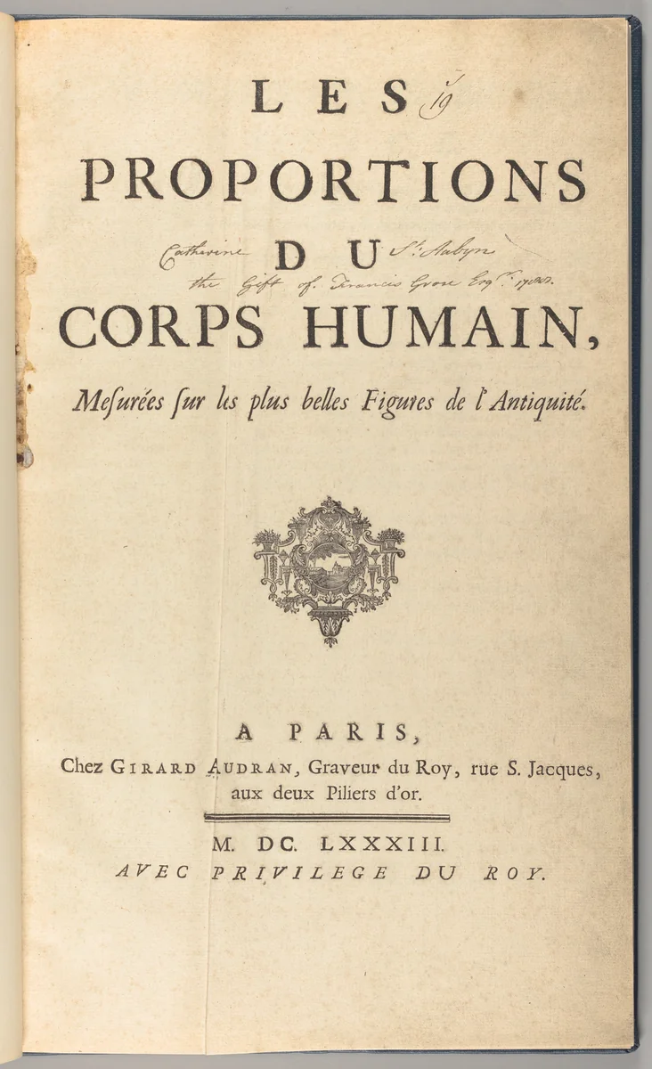 Les proportions du corps humain, mesurées sur les plus belles figures de l'antiquité by Girard Audran, artwork, 1683
