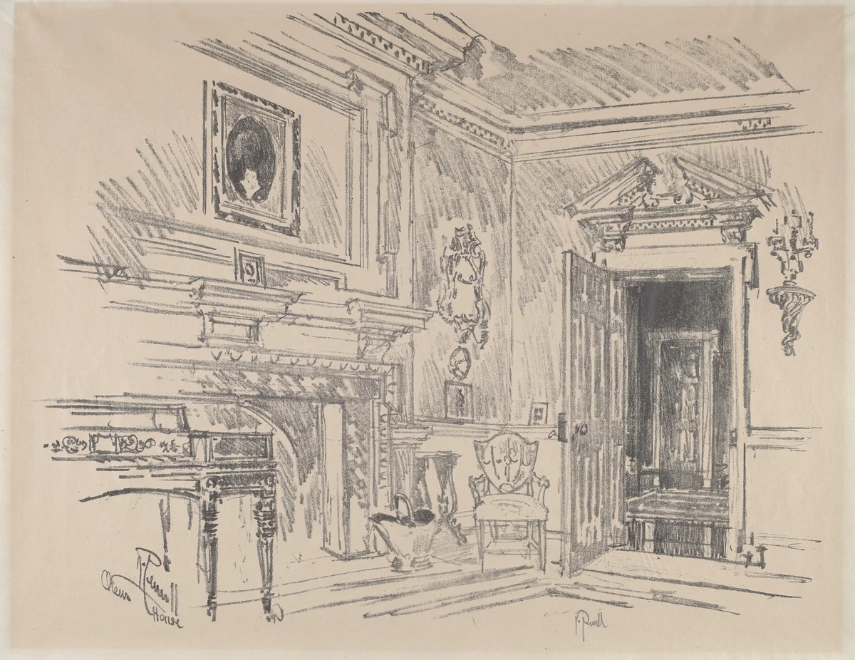Drawing Room at Cliveden by Joseph Pennell, print, 1912