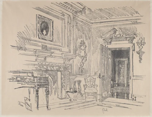 Drawing Room at Cliveden by Joseph Pennell, print, 1912