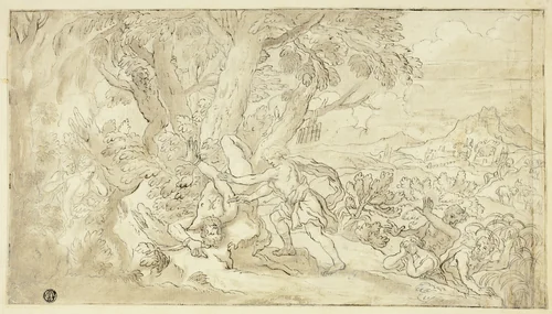 Apollo Flaying Marsyas by Unknown Artist, drawing, 1600-1699
