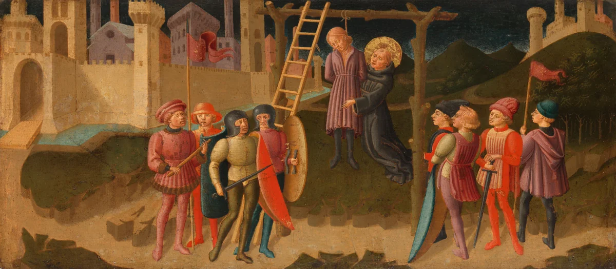 Saint Nicholas Saving a Hanged Man by Unknown, painting, 1470