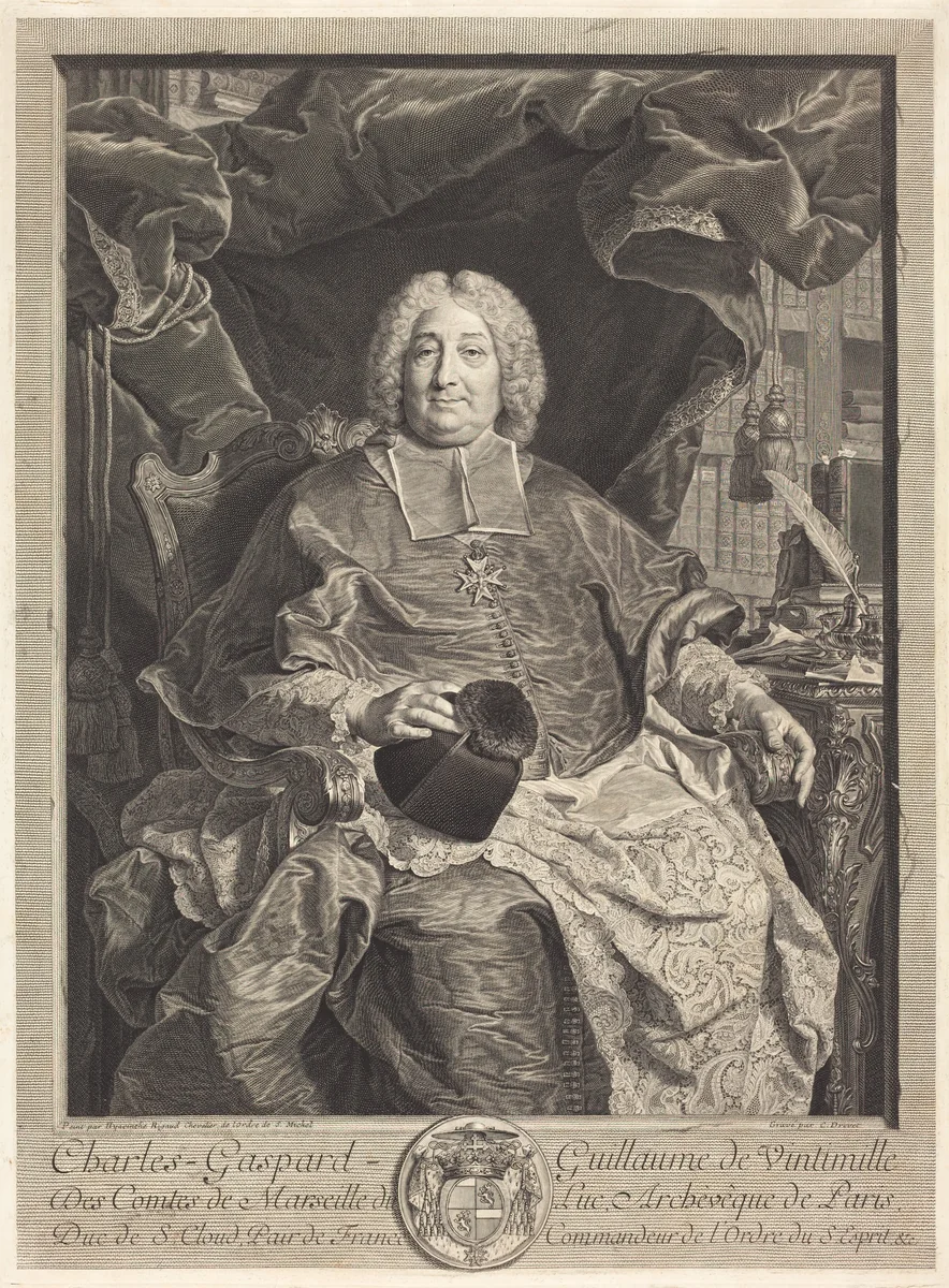 Charles-Gaspard-Guillaume de Vintimille du Luc, Archbishop of Paris by Claude Drevet, print, 1697-1781