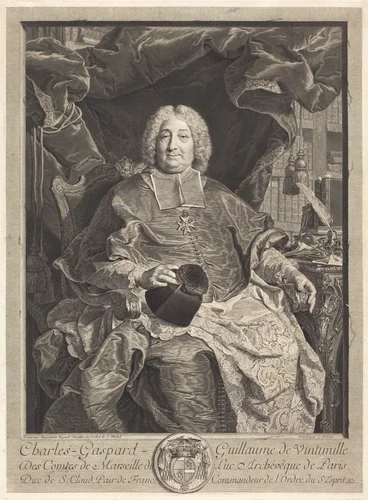 Charles-Gaspard-Guillaume de Vintimille du Luc, Archbishop of Paris by Claude Drevet, print, 1697-1781