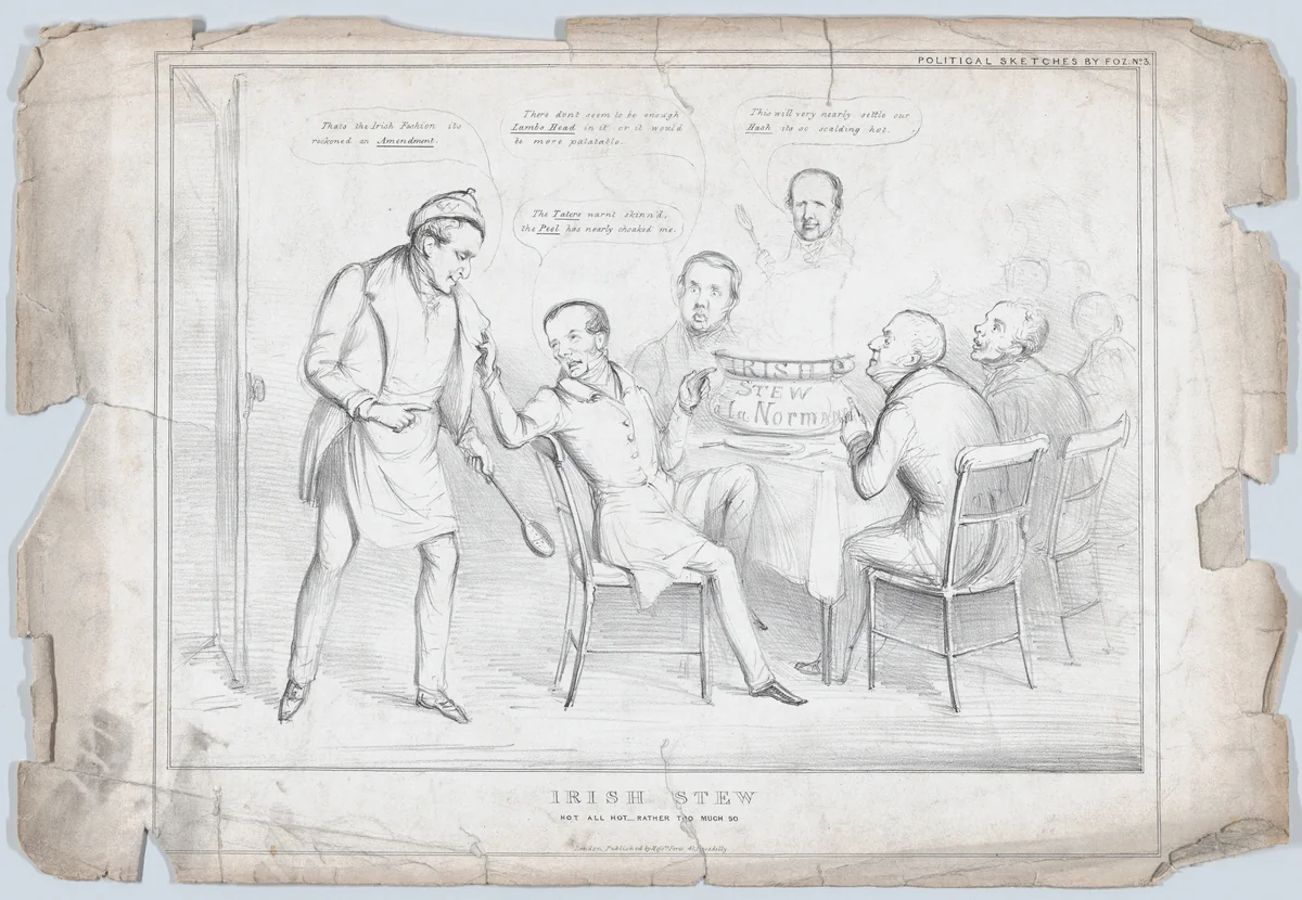 Irish Stew: Not All Hot – Rather Too Much So by Mssrs. Fores, print, 1835-1845