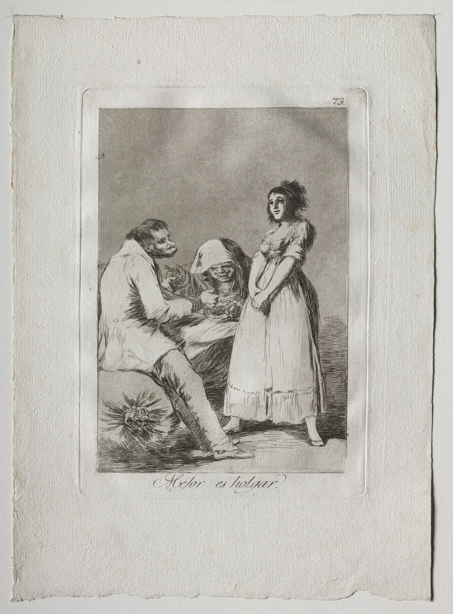 It is Better to be Lazy, Plate 73 by Francisco de Goya, print, 1799