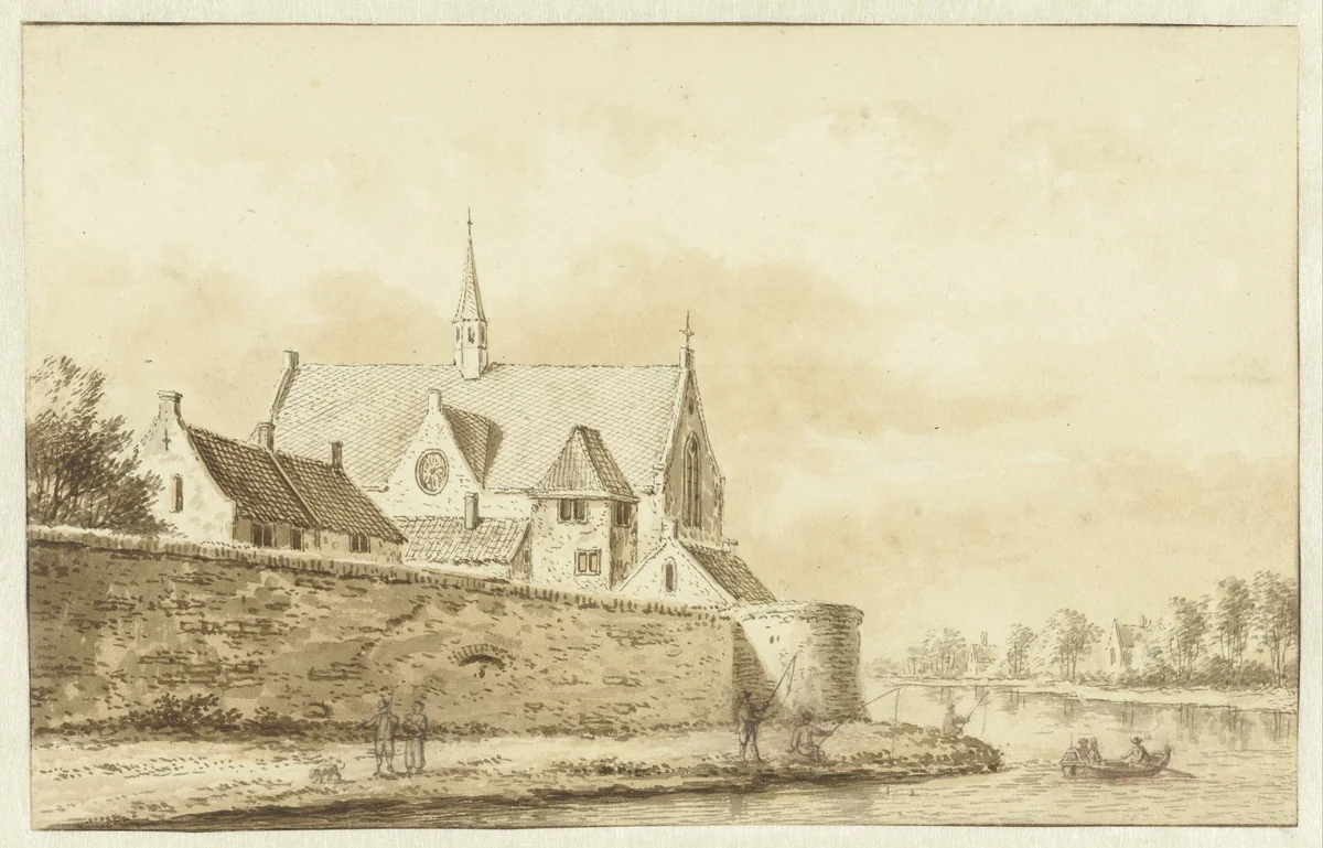 Gezicht op de stadswal van Utrecht by Abraham Rademaker, drawing, 1685-1735