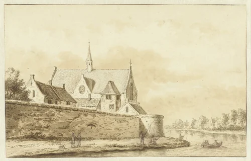 Gezicht op de stadswal van Utrecht by Abraham Rademaker, drawing, 1685-1735