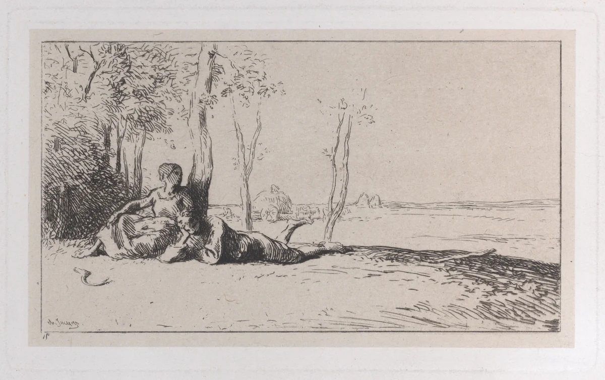 Rest by Charles Jacque, print, 1849