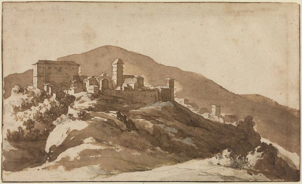 A View of Savelli near Albano by Jan de Bisschop, drawing, 1628-1671