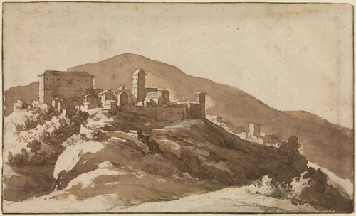 A View of Savelli near Albano by Jan de Bisschop, drawing, 1628-1671