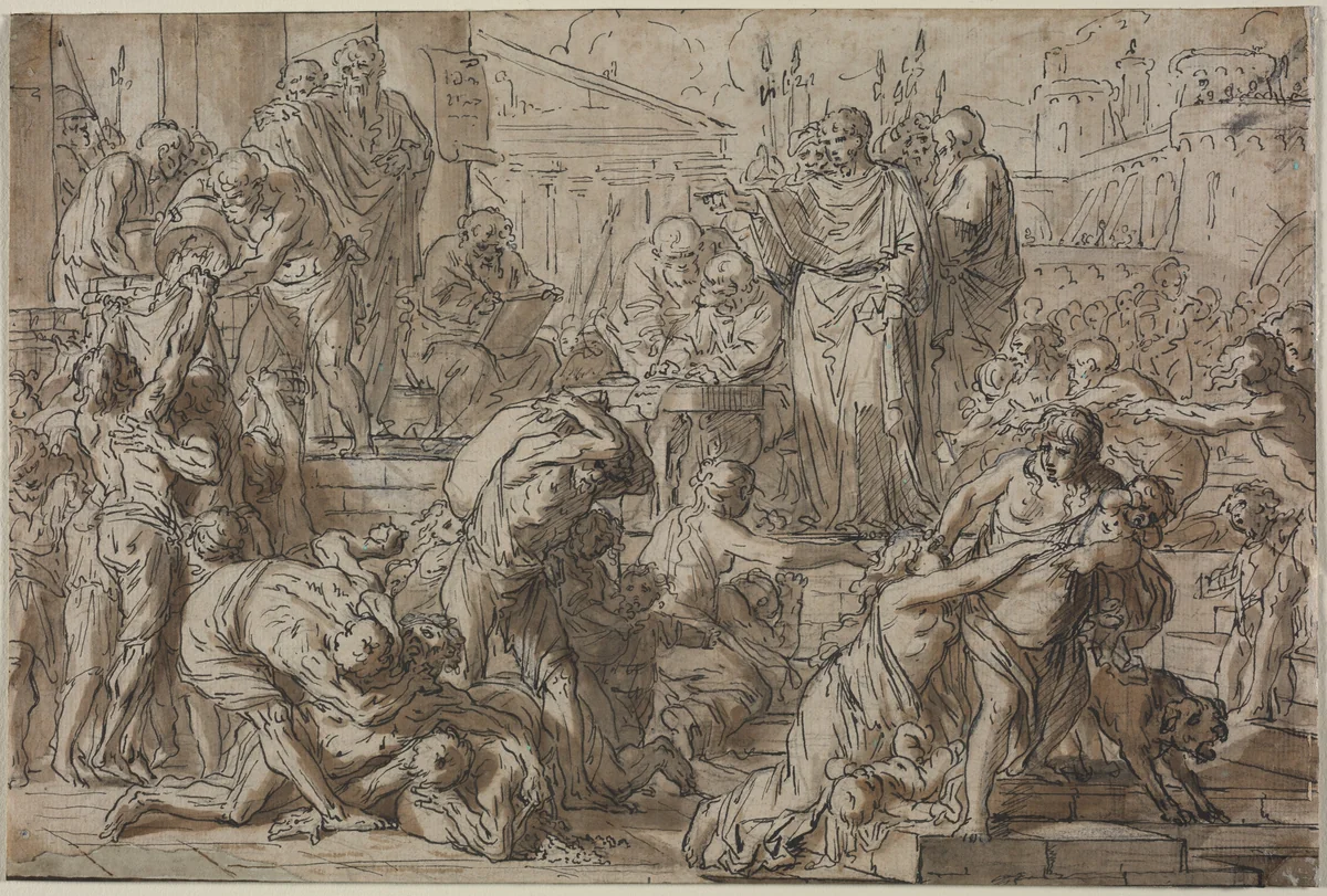 Roman Subject by Philibert Benoît Delarue, drawing, 1700-1799