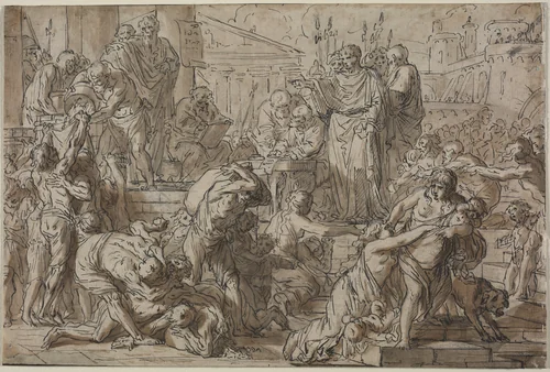 Roman Subject by Philibert Benoît Delarue, drawing, 1700-1799
