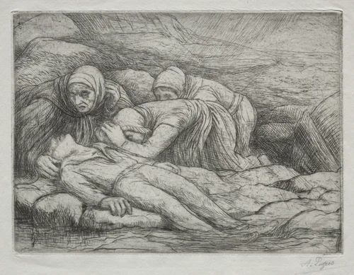 Triomphe de la Mort: La Mort chez une famille de Marins by Alphonse Legros, print, 1857-1911