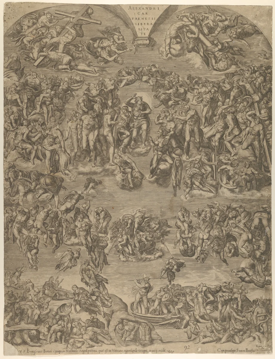 The Last Judgment from the Sistine Chapel by Giulio Bonasone, print, 1546-1550