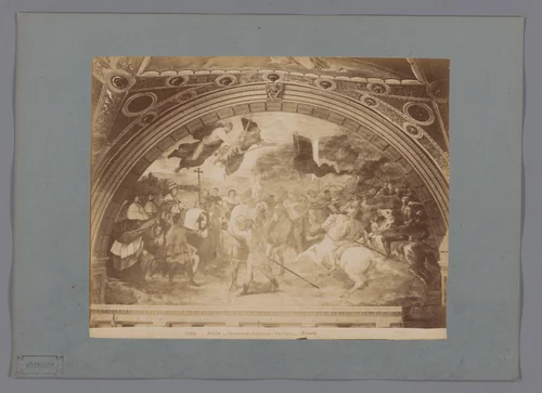 Fotoreproductie van het fresco Attila door Rafaël in de Camere di Raffaello by anonymous, photograph, 1851-1900