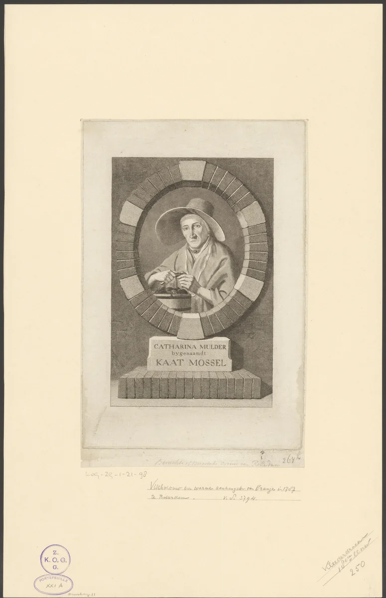 Portret van Kaat Mossel by anonymous, print, 1784-1786