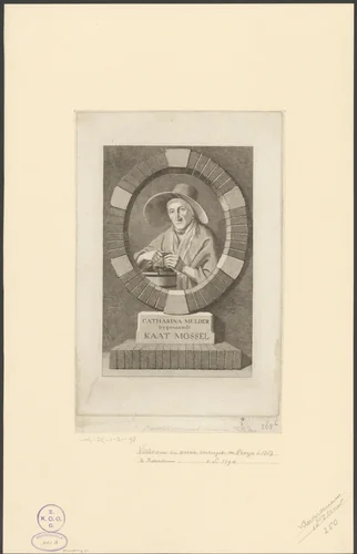 Portret van Kaat Mossel by anonymous, print, 1784-1786