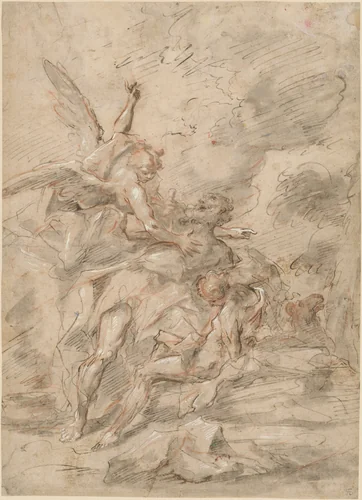 The Sacrifice of Isaac by Gaspare Diziani, drawing, 1750-1760