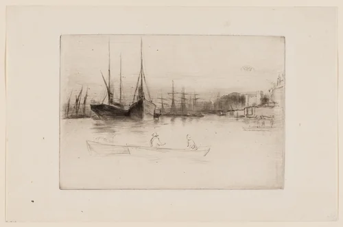Steamboats off the Tower by James McNeill Whistler, print, 1875