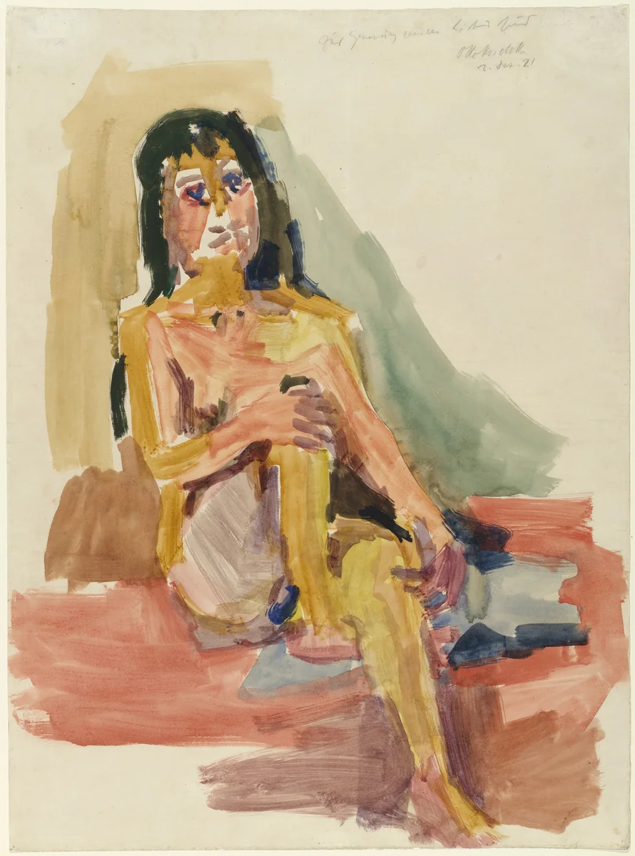 Seated Woman by Oskar Kokoschka, drawing, 1921