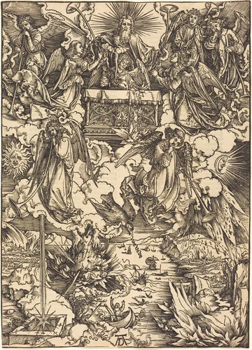 The Seven Angels with the Trumpets by Albrecht Dürer, print, 1496-1498