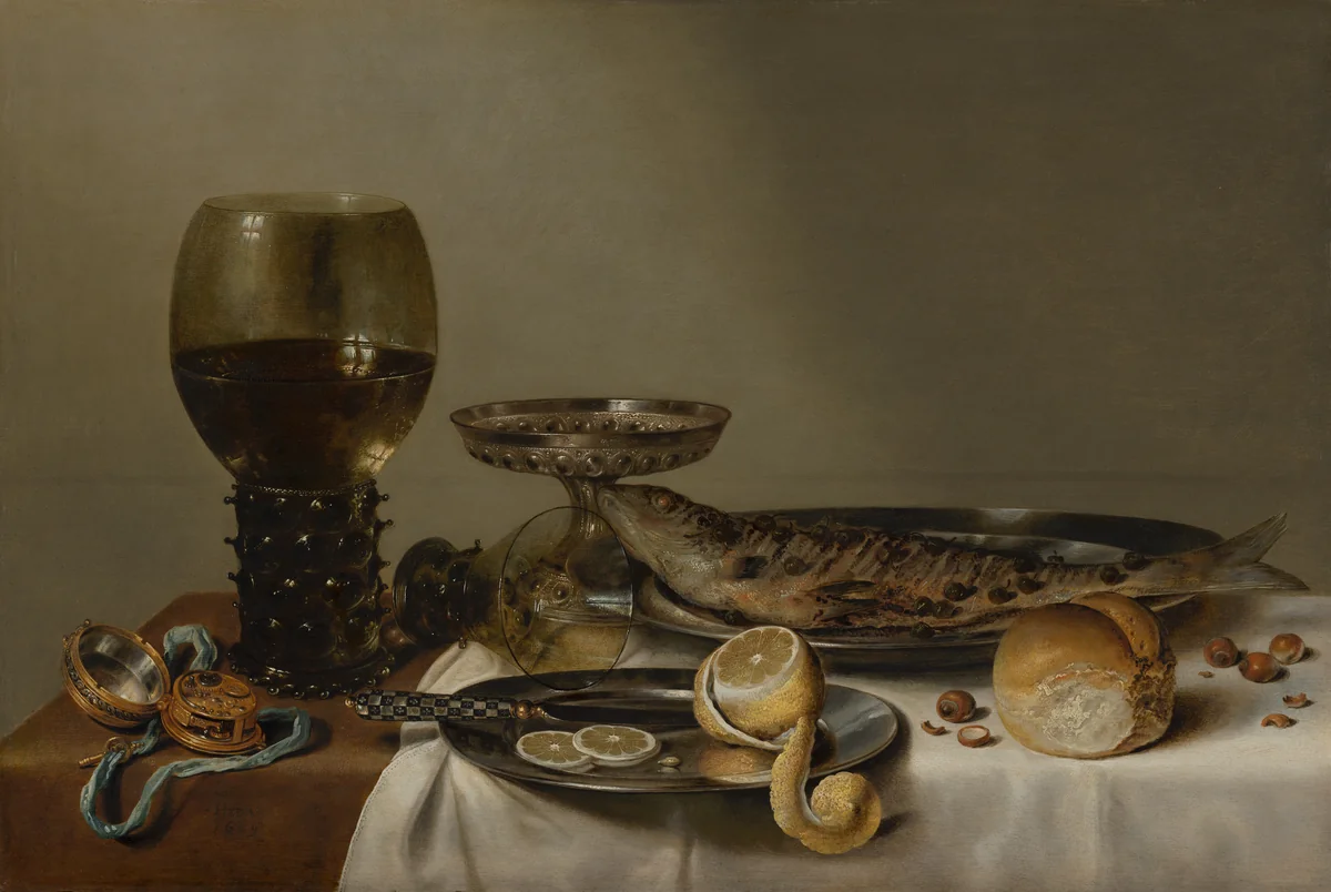 Still Life with a Roemer and Watch by Willem Claesz. Heda, painting, 1629