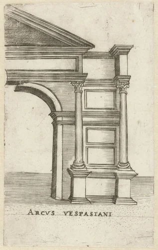 Deel van een klassieke triomfboog (Titusboog te Rome) by anonymous, print, 1500-1549