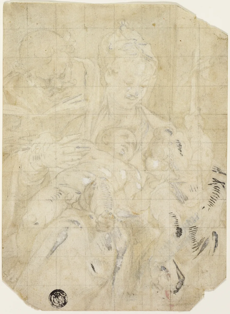 Holy Family with the Infant Saint John the Baptist by Denys Calvaert, drawing, 1580-1585