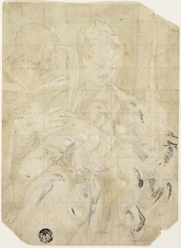 Holy Family with the Infant Saint John the Baptist by Denys Calvaert, drawing, 1580-1585