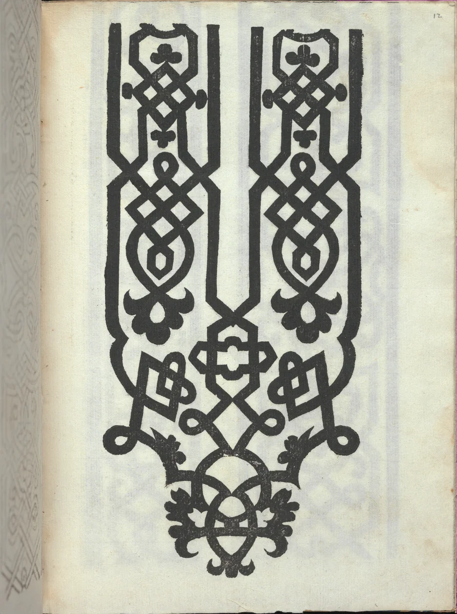 Libro quarto. De rechami per elquale se impara in diuersi modi lordine e il modo de recamare...Opera noua, page 12 (recto) by Alessandro Paganino, book, 1532