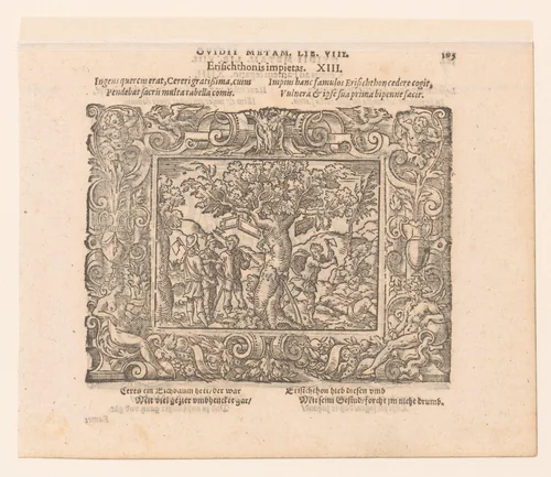 Erysichthon kapt de boom van Ceres by Virgilius Solis, print, 1569