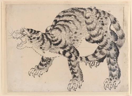 Tiger by Hokusai School, painting, 1800-1868