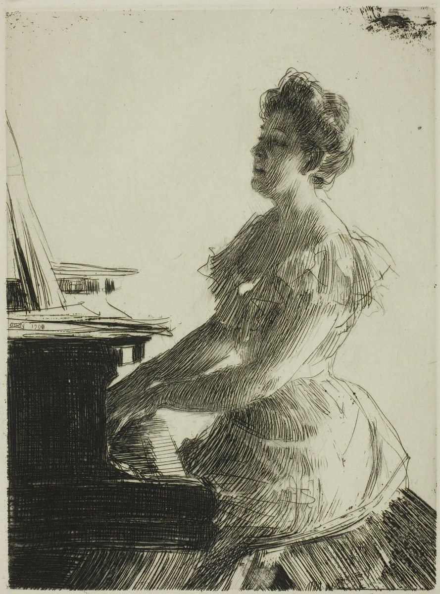 At the Piano by Anders Zorn, print, 1900