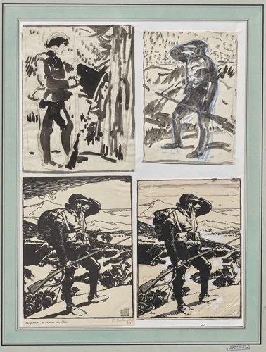 Regardant la plaine du Rhin by Auguste Louis Lepère, drawing, 1914