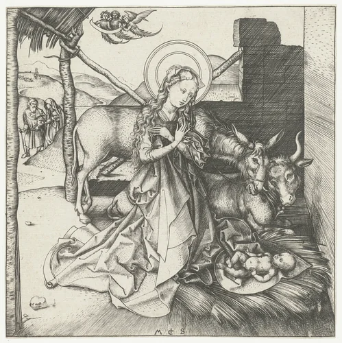 De geboorte van Christus by Unknown, print, 1470-1491