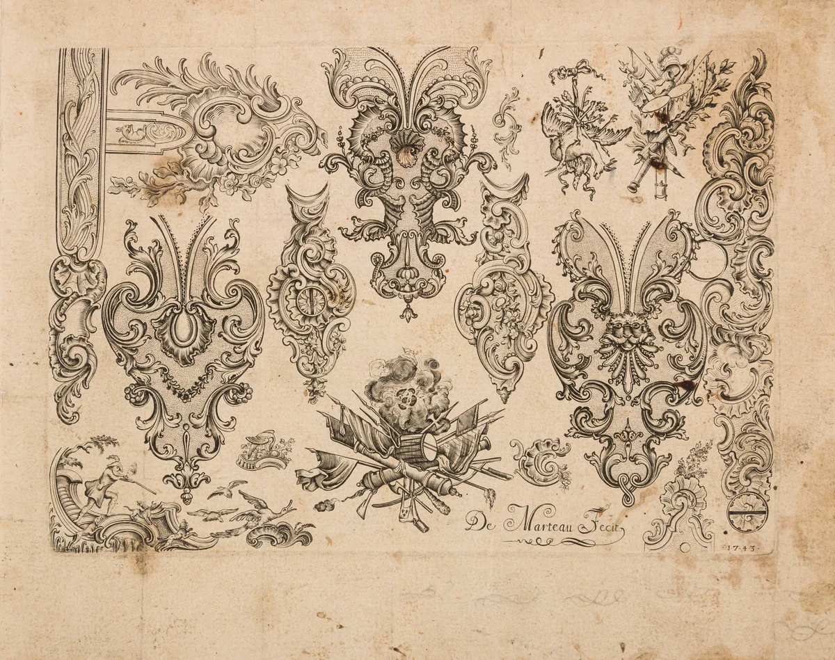Plate Eight from Nouveavx Desseins D'Arquebvseries by Gilles Demarteau, print, 1743