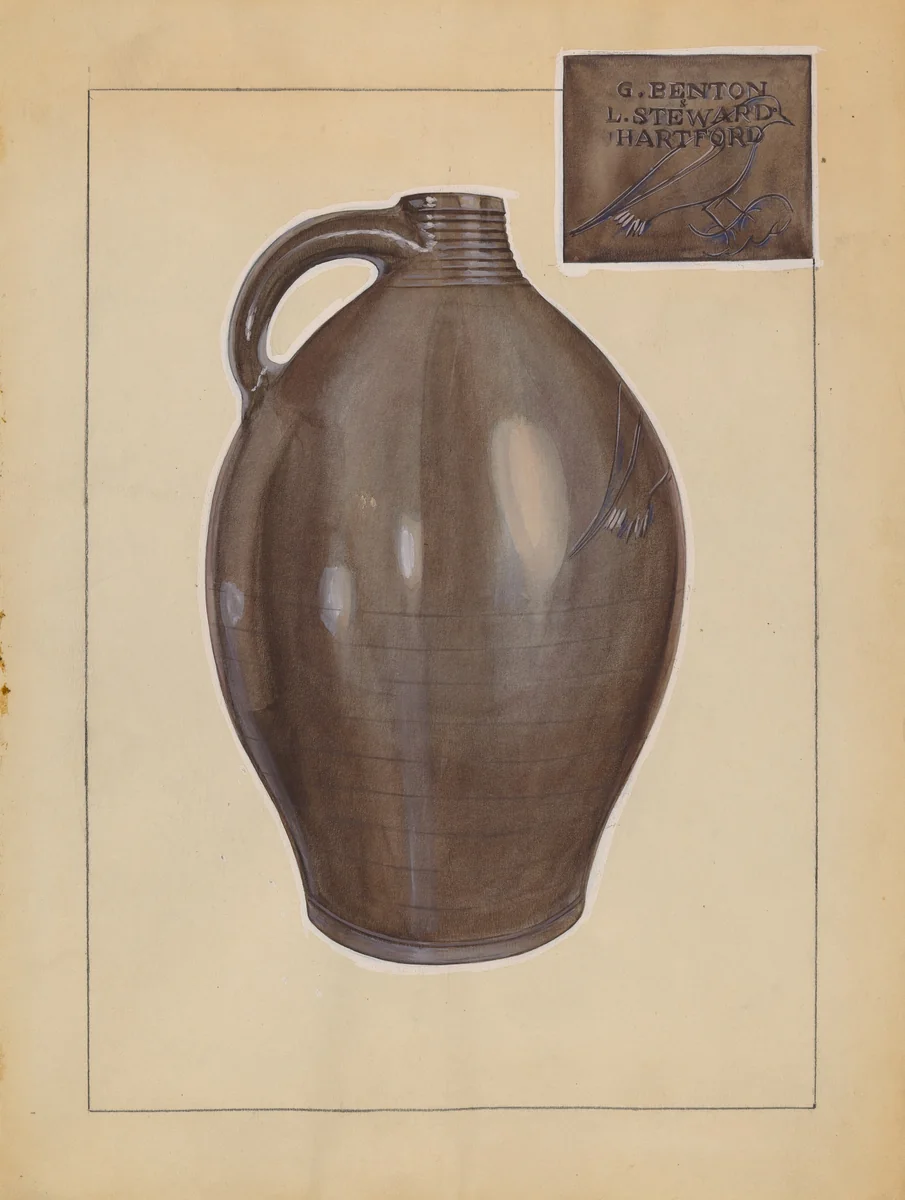 Jug by John Dana, index of american design, 1935-1942