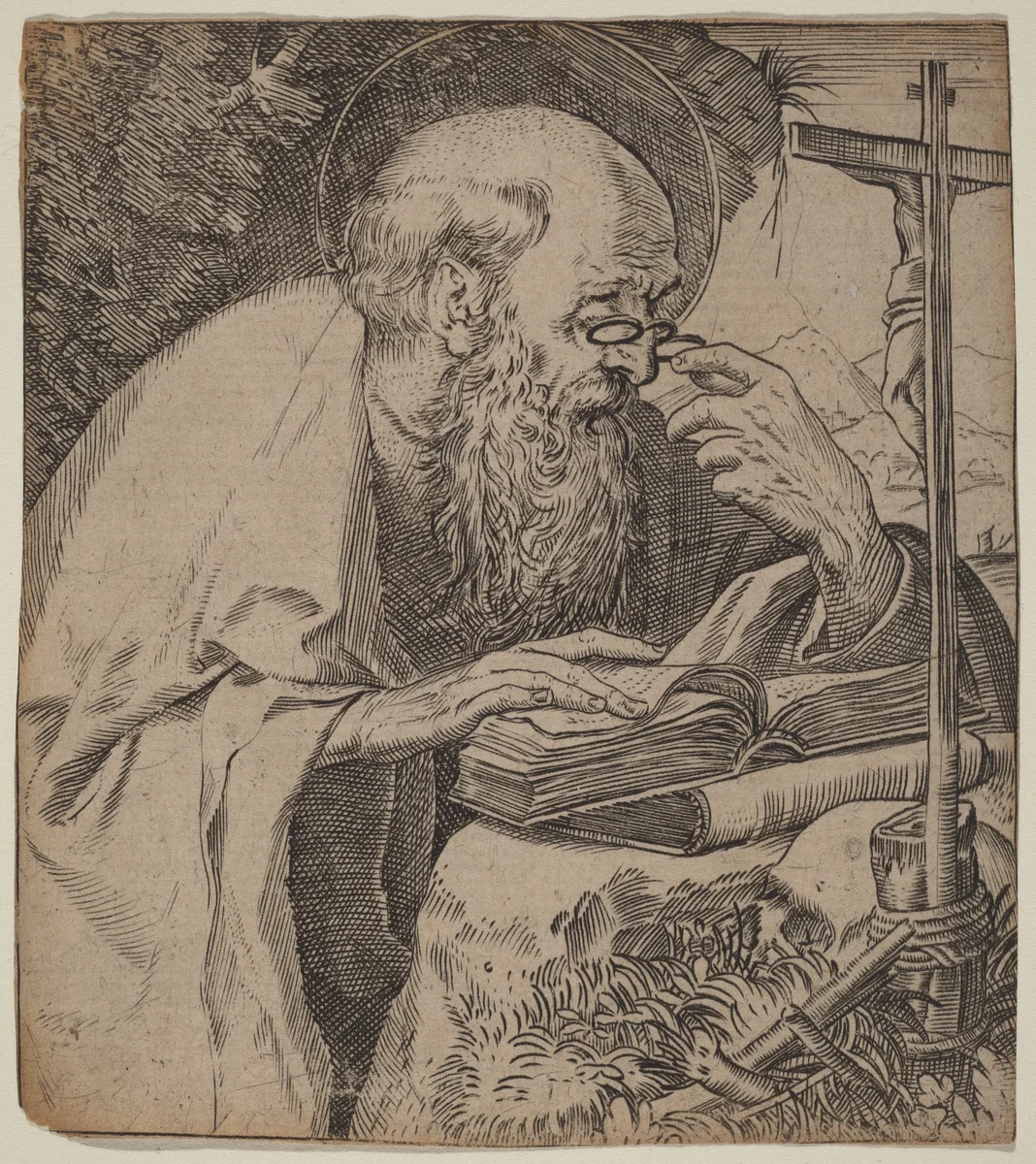 Saint Jerome by Annibale Carracci, print, 1583-1585