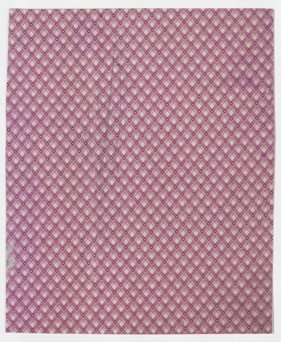 Sheet with crisscross pattern by anonymous, print, 1800-1900