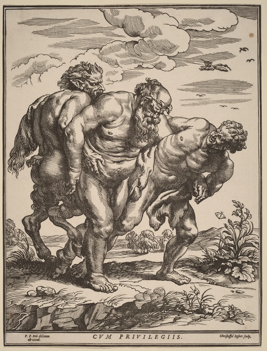 Silenus Accompanied by a Satyr and a Faun by Christoffel Jegher
Peter Paul Rubens, print, 1635