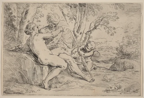Venus and Adonis by Simone Cantarini, print, 1640-1649