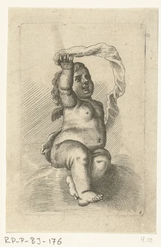 Engeltje met lint by Pieter van Avont, print, 1630-1652