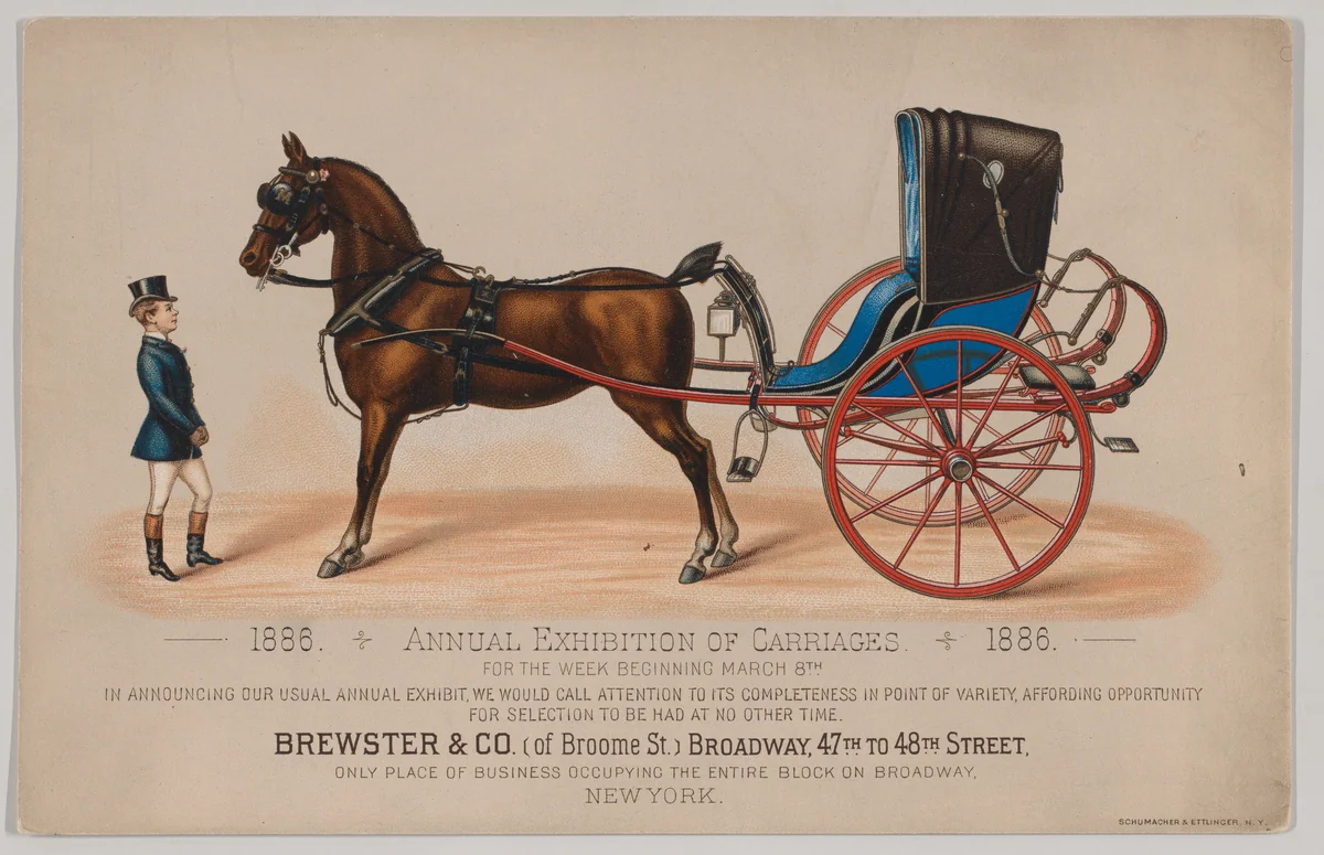 Brewster & Co. Annual Exhibition of Carriages by Herman Stahmer, print, 1886