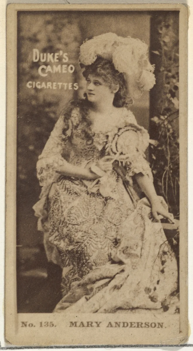 Card Number 135, Mary Anderson, from the Actors and Actresses series (N145-4) issued by Duke Sons & Co. to promote Cameo Cigarettes by W. Duke, Sons & Co., photograph, 1880-1889