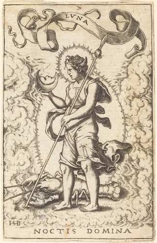 Moon by Theodor de Bry, print, 1570-1598