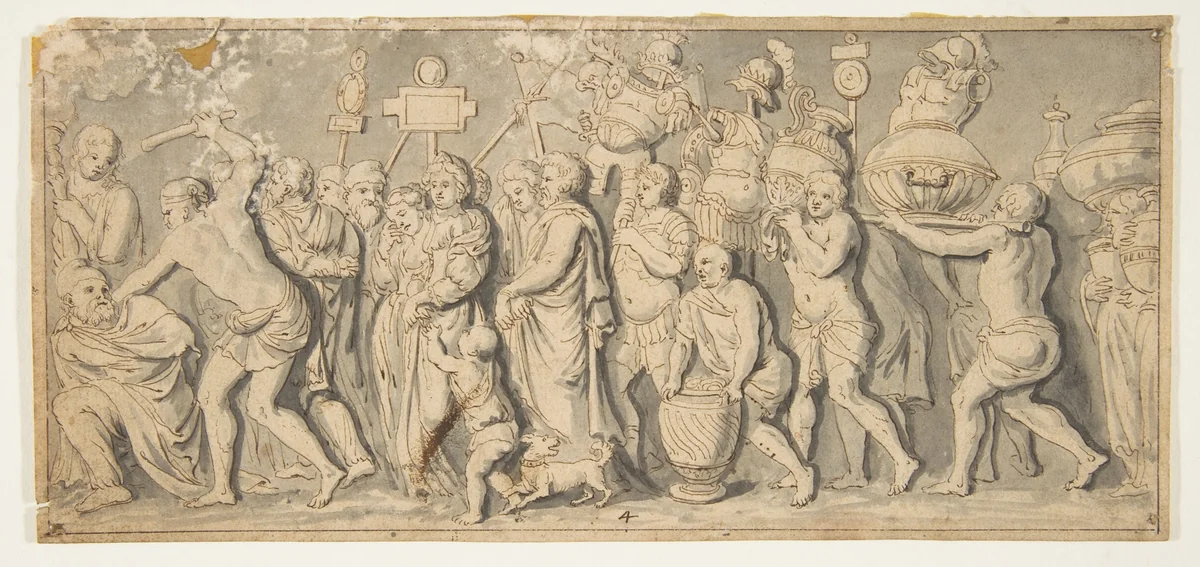 Design for a Roman Procession by anonymous, drawing, 1700-1799